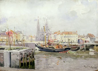 Église SS. Petrus et Paulus et le quai des pêcheurs à Ostende